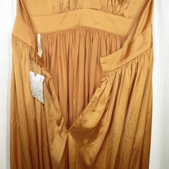 Perrin & Co Silk Serena Flowy Halter Maxi Dress, Gold, Pockets - Picture 5 of 14